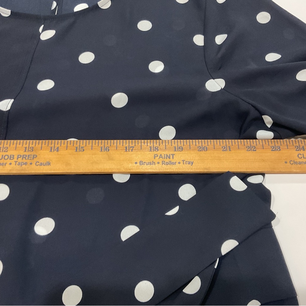 Evan Picone Black Label Navy Polka‑Dot Tie‑Waist Blouse | Size XL (EUC) - Picture 6 of 8